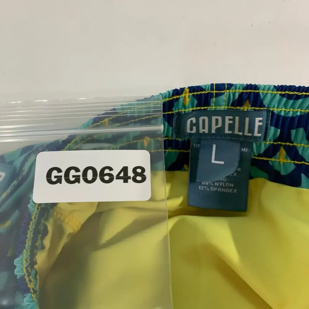 Capelle Clouds L Mens Mid Length Hybrid Short Collins Swim  Blue Yellow